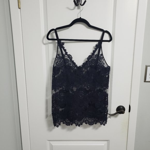 ARITZIA BABATON Navy Franck Sheer Lace Camisole Top - Picture 5 of 12